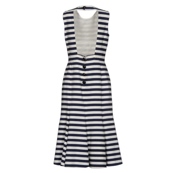 DOLCE & GABBANA DRESS OPEN BACK STRIPED COTTON BLEND FLOUNCE SKIRT sz 40 4 - Picture 5 of 9